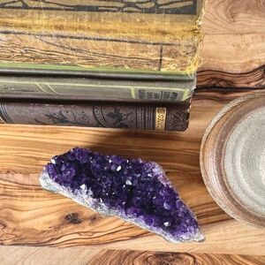 Raw Amethyst Crystal Slab | Natural Purple Quartz Specimen 5” Decor Stone